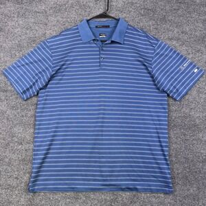 Nike Tiger Woods Collection Mens XL Blue Striped Mercedes-Benz Golf Polo Shirt